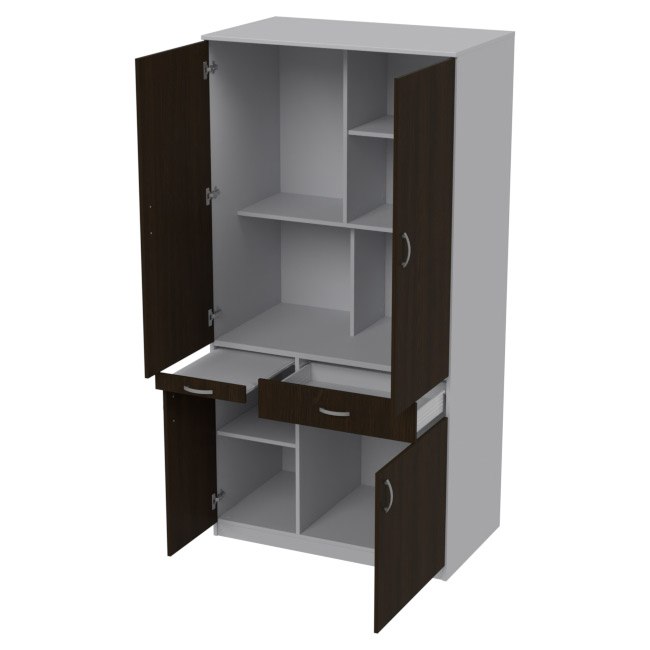 Мини кухня МК-1Р распашные двери цвет Серый+Венге 100/60/200 см