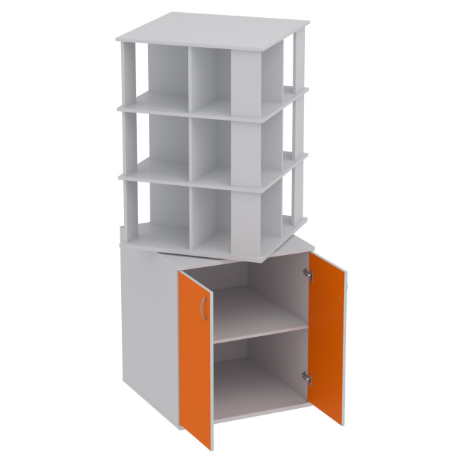 Офисный шкаф ШУВ-3 цвет Серый+Оранж 77/77/200 см