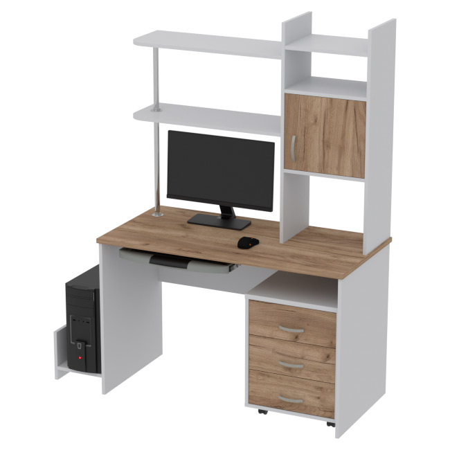 Компьютерный стол КП-СК-9 цвет Серый+Дуб Крафт 120/60/176 см