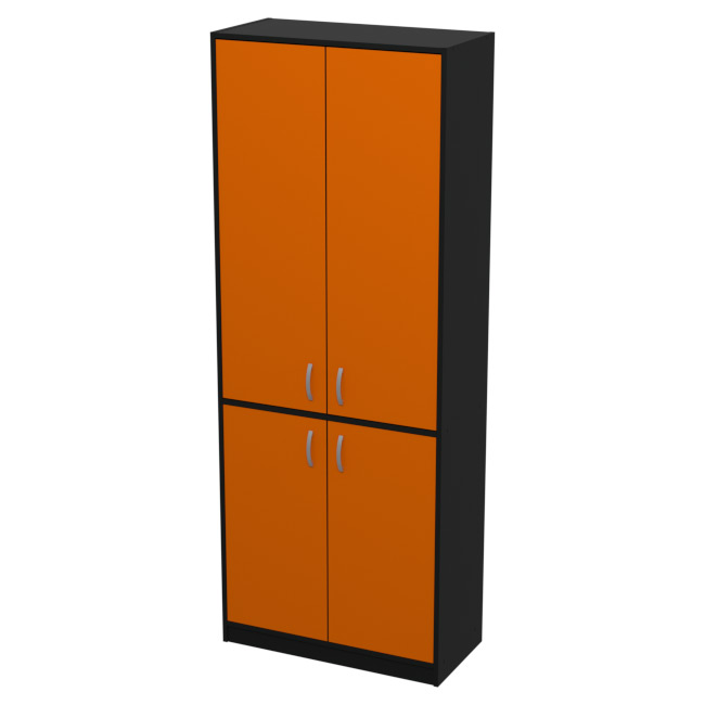 Шкаф для офиса ШБ-3+ДВ-60 цвет Черный + Оранж 77/37/200