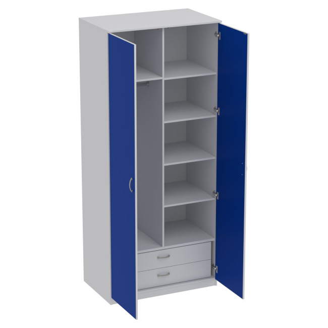 Шкаф для одежды ШО-63 цвет Серый+Синий 102/63/235 см