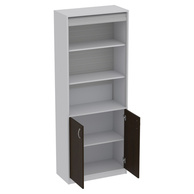 Офисный шкаф с шалюзи ШБЖ-3 цвет Серый+Венге 77/37/200 см