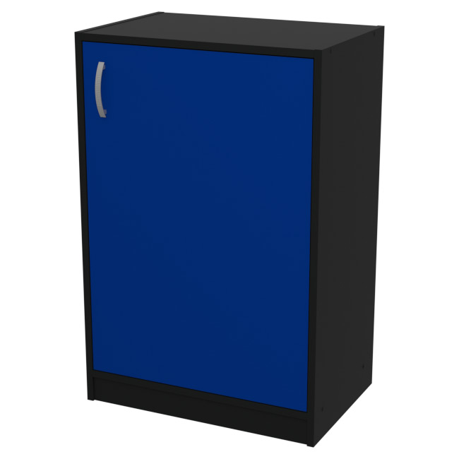Шкаф для офиса СБ-38+ДВ-46 цвет Черный + Синий 56/37/85 см