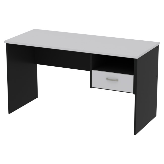Стол для офиса СТ+1Т-42 цвет Черный + Серый 140/60/76 см