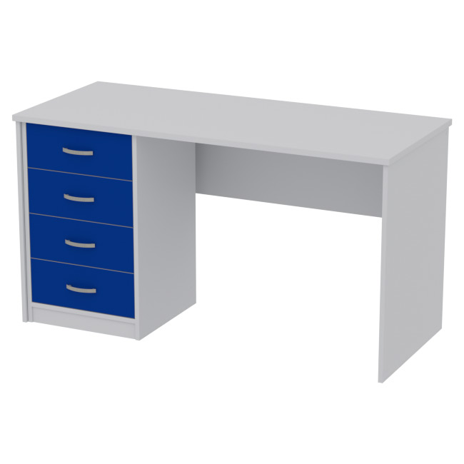 Офисный стол СТ-42+ТС-27 цвет Серый+Синий 140/60/76 см