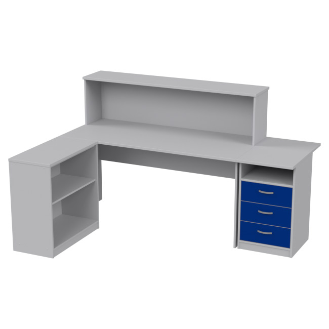 Комплект офисной мебели КП-12 цвет Серый+Синий