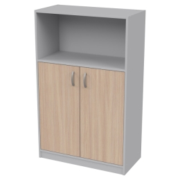 Офисный шкаф СБ-63 цвет Серый+Дуб Молочный 77/37/123 см