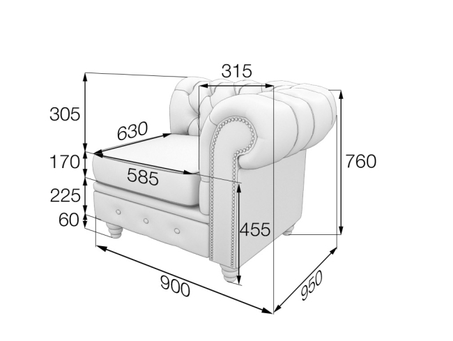 Секция одноместная левая Chester-lux