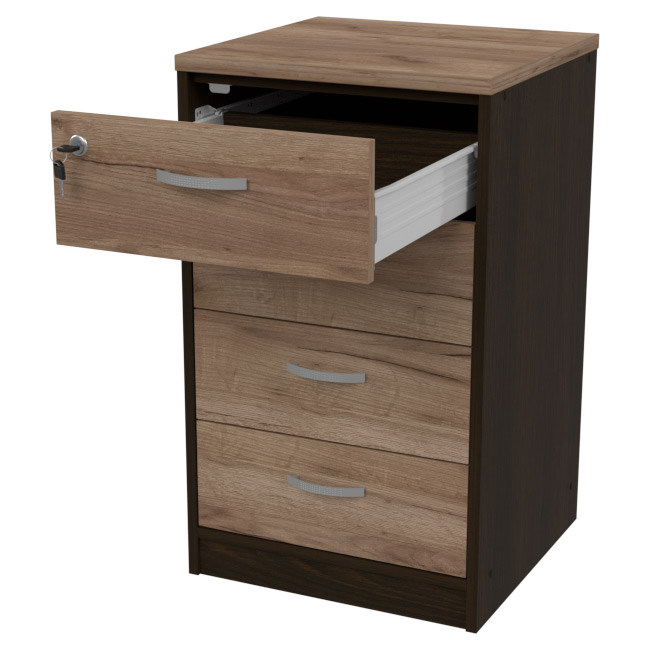 Тумба для офиса приставная ТС-27+С46 с замком цвет Венге + Дуб Крафт 45/44/76 см