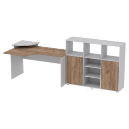 Комплект офисной мебели КП-9 цвет Серый+Дуб Крафт