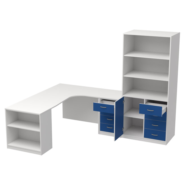 Комплект офисной мебели КП-21 цвет Белый+Синий