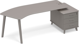 Стол руководителя правый эргономичный на тумбе малой Мокко премиум ТМ М1 132 МП МП МП 245,8/100/75,6