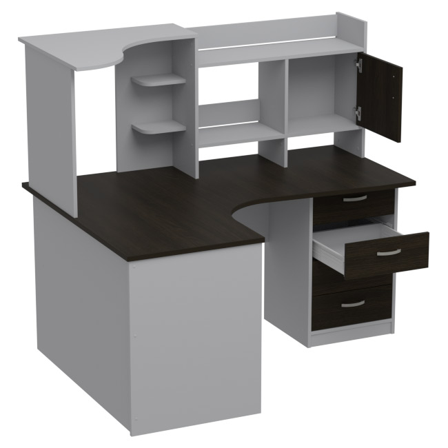Компьютерный стол СКЭ-5 Правый цвет Серый+Венге 158/120/141 см