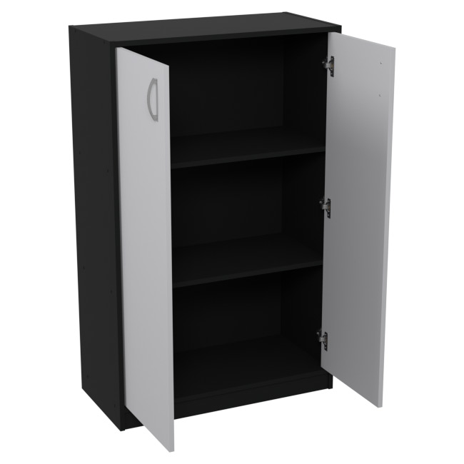 Шкаф для офиса СБ-60+ДВ-60 цвет Черный + Серый 77/37/123 см