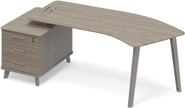 Стол руководителя эргономичный на опорной тумбе малой левый Мокко-Вяз ТМ М1 129 МП ВЛ ВЛ 225,8/100/75,6