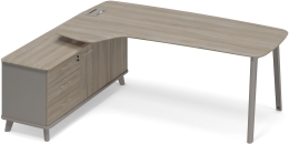 Стoл руководителя эргономичный на опорной тумбе левый Мокко-Вяз ТМ М1 123 МП ВЛ ВЛ 216,4/161,2/75,6