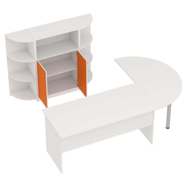 Комплект офисной мебели КП-13 цвет Белый+Оранж