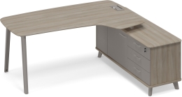 Стoл руководителя правый эргономичный с тумбой Вяз-Мокко ТМ М1 122 ВЛ ВЛ МП 196,4/161,2/75,6