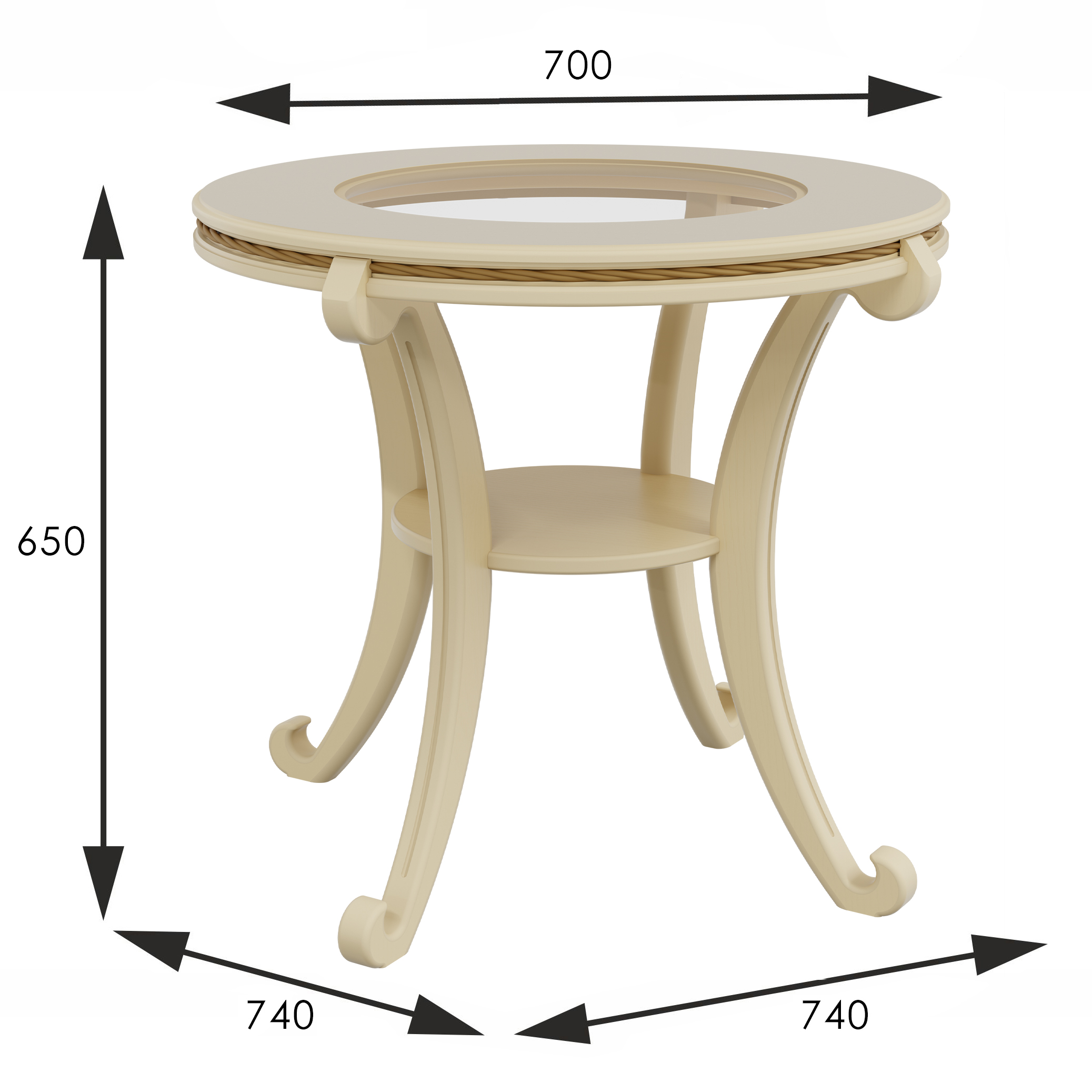 Стол журнальный Глория С дуб шампань Л