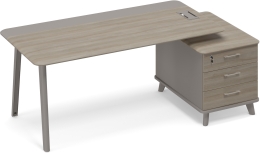Стол руководителя правый комбинированный с тумбой малой Мокко-Вяз ТМ М1 106 МП ВЛ/МП ВЛ 205,8/104,2/75,6