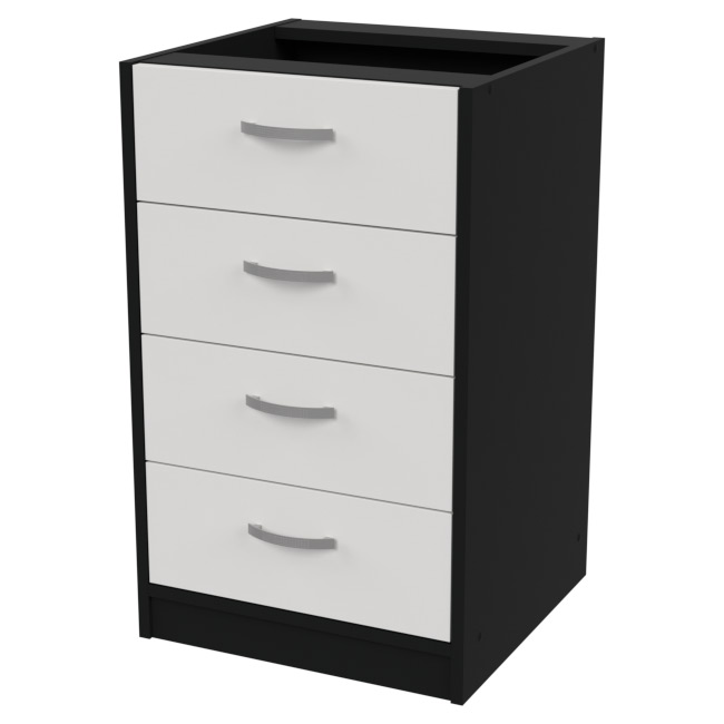 Офисная приставная тумба ТС-27 цвет Черный + Белый 45/44/74