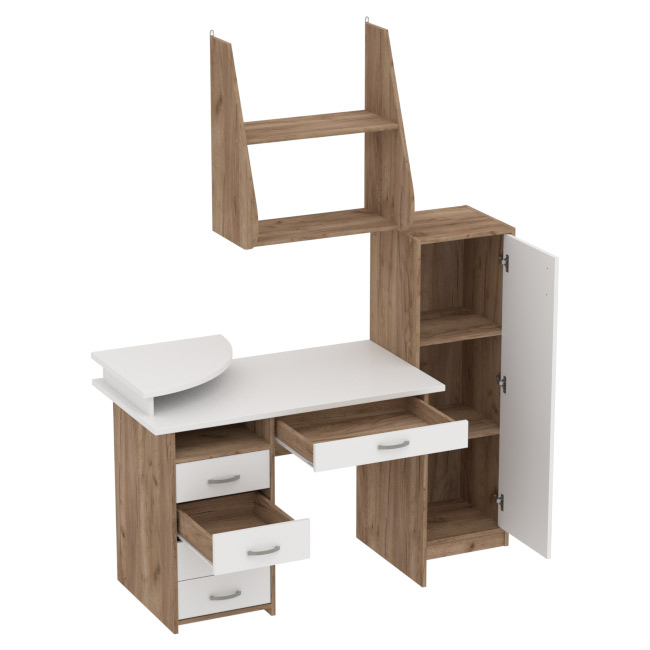Комплект офисной мебели КП-14 цвет Дуб Крафт+Белый