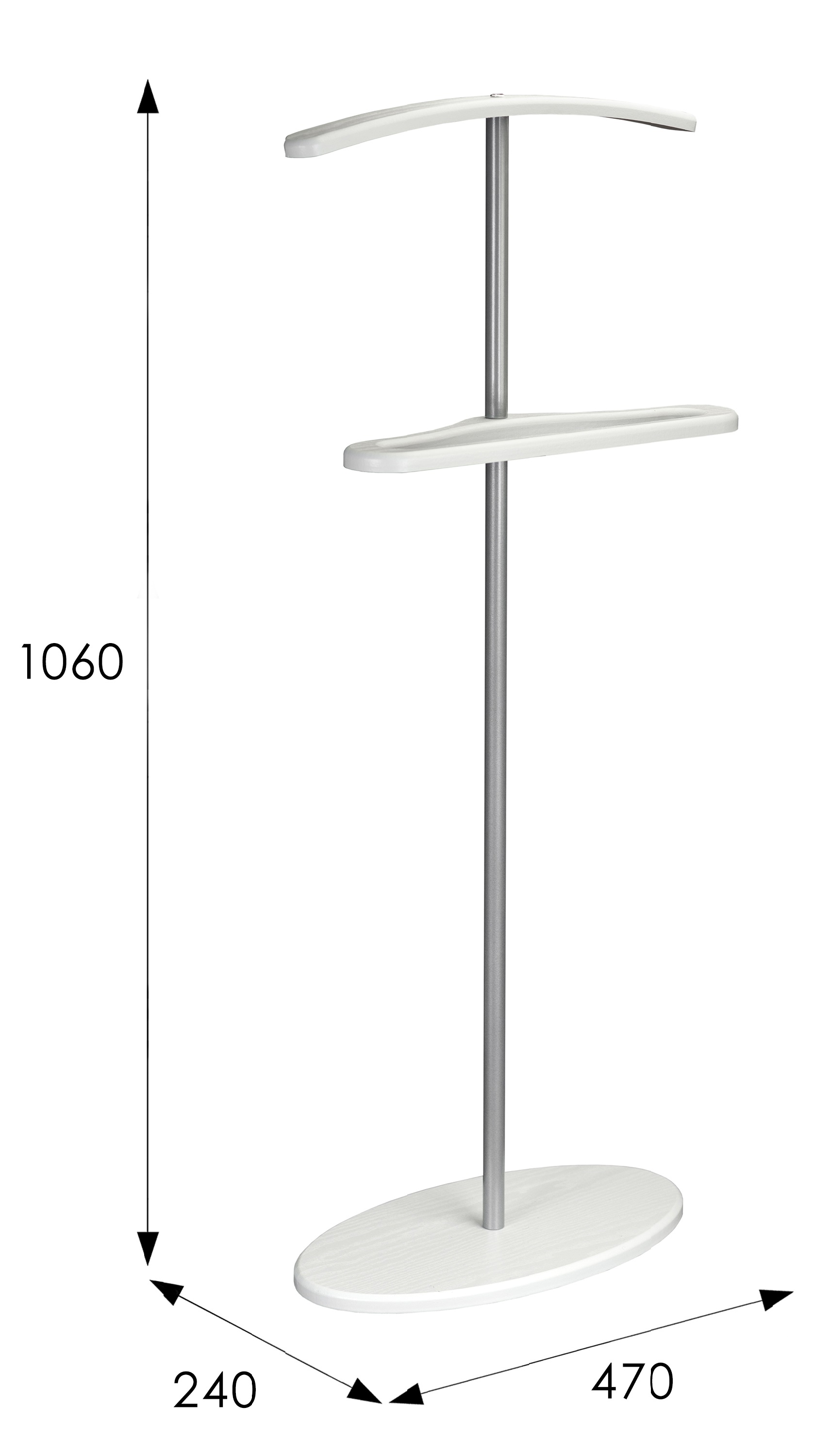 Вешалка костюмная Дэви 3 металлик/белый