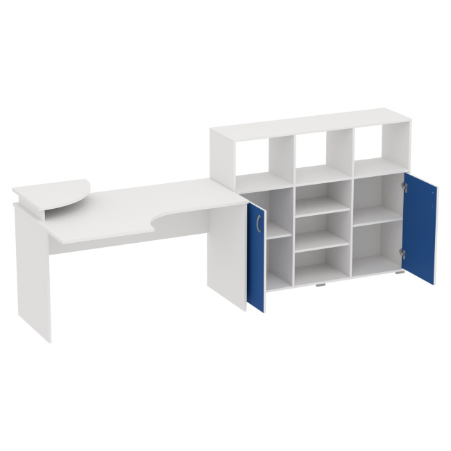 Комплект офисной мебели КП-9 цвет Белый+Синий