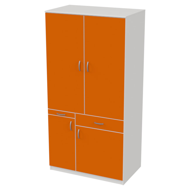 Мини кухня МК-1Р распашные двери Белый+Оранж 100/60/200 см