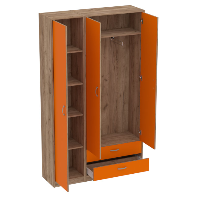Шкаф для одежды ШО-37+СБ-2/З цвет Дуб крафт+Оранж 117/37/200 см