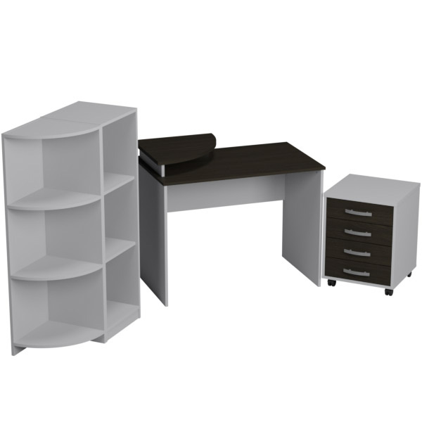 Комплект офисной мебели КП-23 цвет Серый+Венге