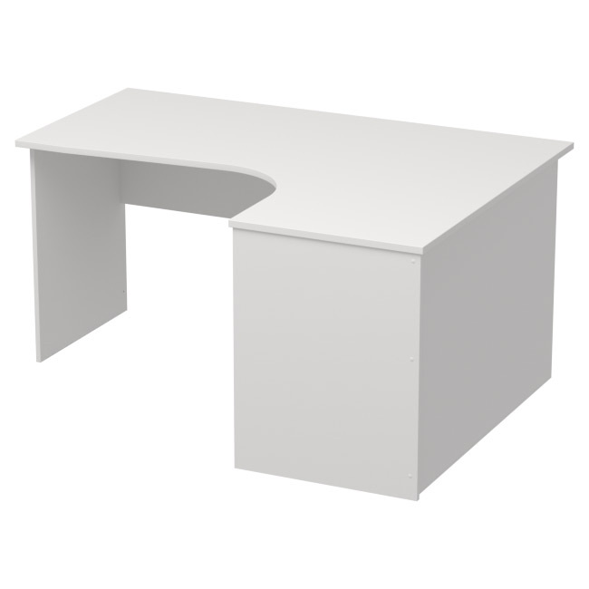 Офисный стол эргономичный белого цвета СТУ-Л 160/120/76 см