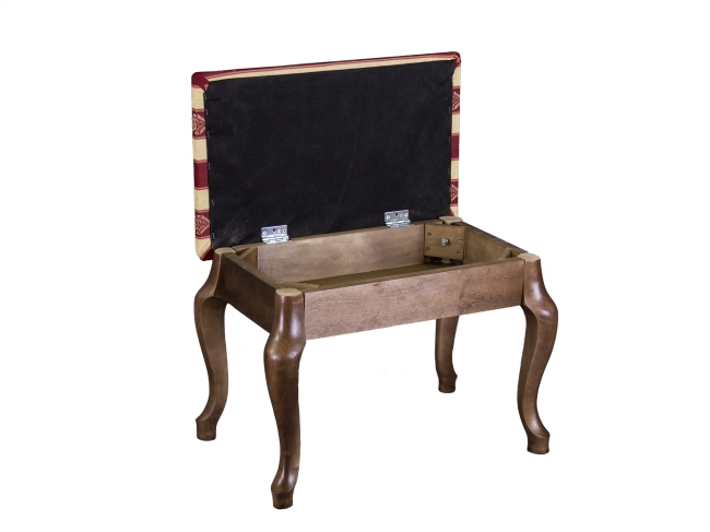Банкетка Ретро с ящиком темно-коричневый ткань полоса бордо