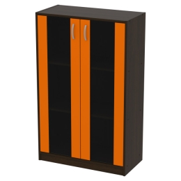 Офисный шкаф СБ-60+ДВ-62 графит цвет Венге+Оранж 77/37/123 см