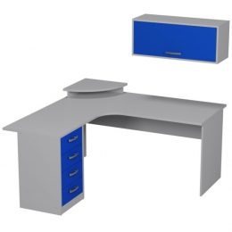 Комплект офисной мебели КП-17 цвет Серый+Синий