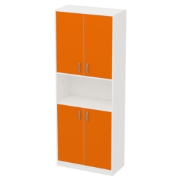 Офисный шкаф цвет Белый+Оранж ШБ-4 77/37/200 см