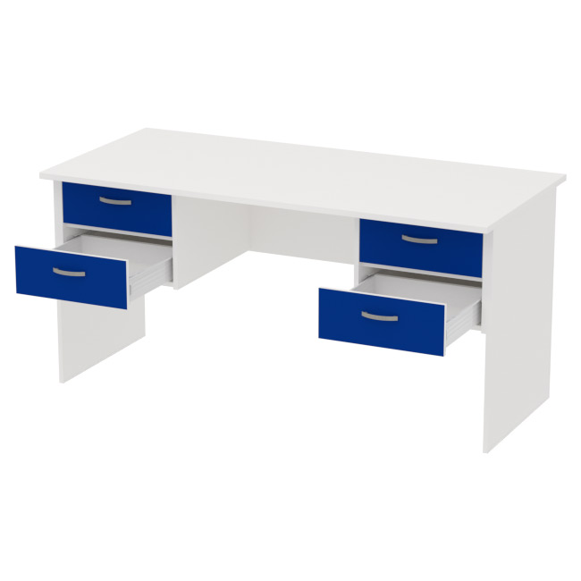 Офисный стол СТ+4Т-10 цвет Белый+Синий 160/73/76 см