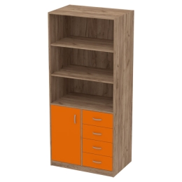 Офисный шкаф ШБ-7 цвет Дуб Крафт+Оранж 89/58/200 см