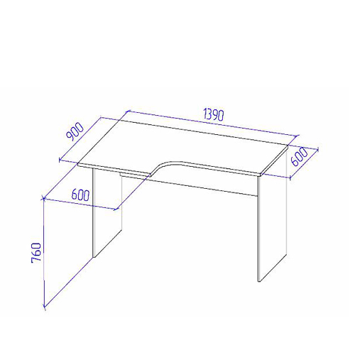 Офисный стол СТ-П цвет Серый 140/90/76 см