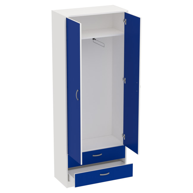 Шкаф для одежды ШО-37 цвет Белый+Синий 77/37/200 см