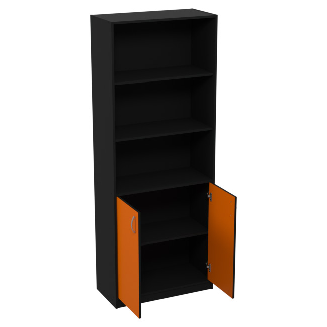 Шкаф для офиса ШБ-3 цвет Черный + Оранж 77/37/200 см
