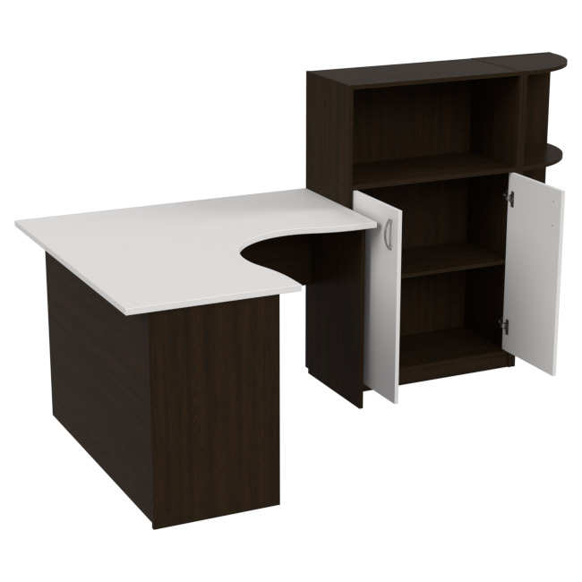 Комплект офисной мебели КП-10 цвет Венге+Белый