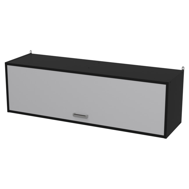 Навесная полка ПП-56+ДВ-56+С-19 цвет Черный + Серый 120/33/37