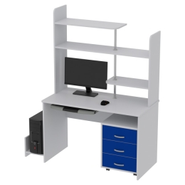 Компьютерный стол КП-СК-12 цвет Серый+Синий 120/60/176 см