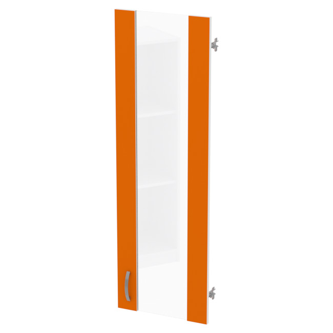 Дверь в рамке ДВ-62 оранжевый + кромка белая стекло прозрачное