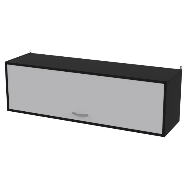 Навесная полка ПП-56+ДВ-56 цвет Черный + Серый + ХДФ С 120/33/37