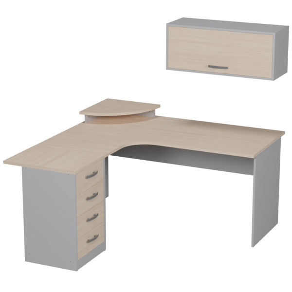 Комплект офисной мебели КП-17 цвет Серый+Дуб Молочный