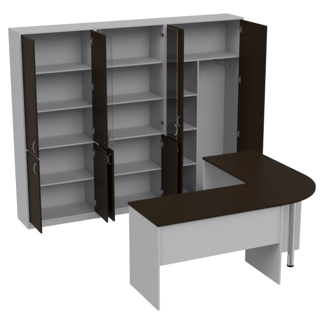 Комплект офисной мебели КП-11 цвет Серый+Венге