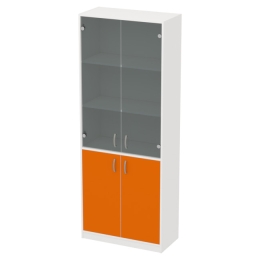 Офисный шкаф ШБ-3+А5 графит цвет Белый+Оранж 77/37/201