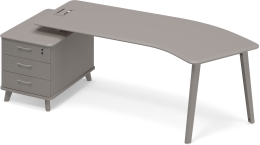 Стол руководителя левый эргономичный на тумбе малой Мокко премиум ТМ М1 131 МП МП МП 245,8/100/75,6